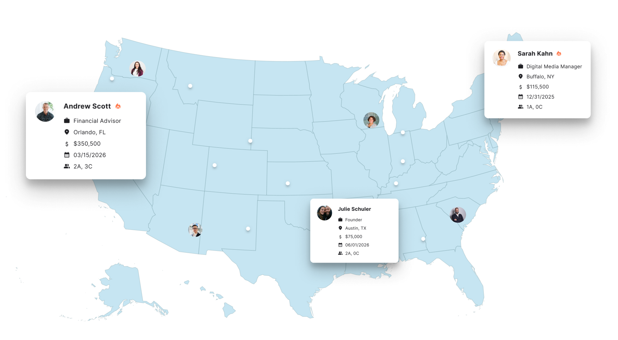 United States Map with Lead Cards Featured